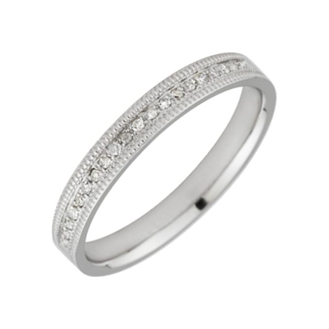 18ct White Gold 0.10 carat Diamond 3mm Wedding Ring