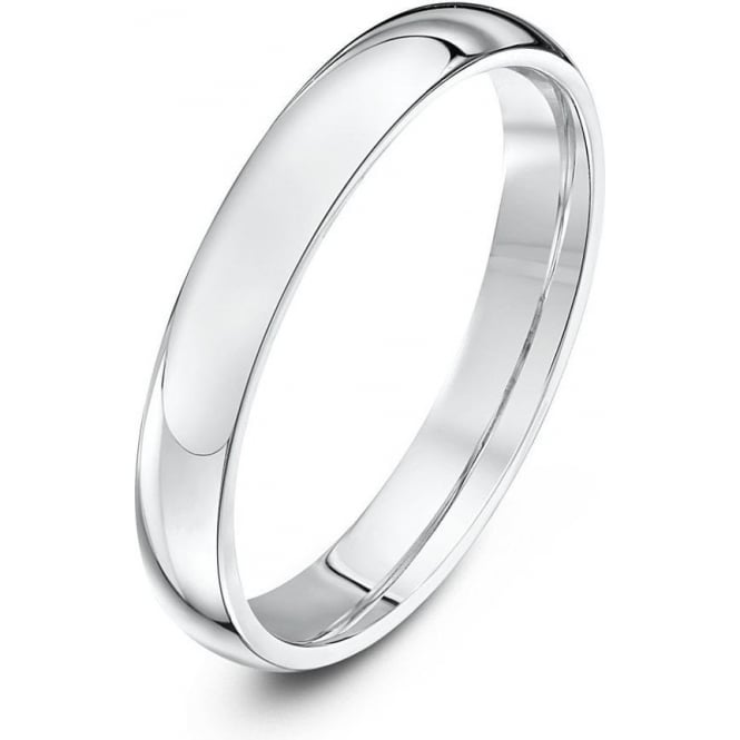 18ct White Gold Heavy Court Shape 3mm Wedding Ring
