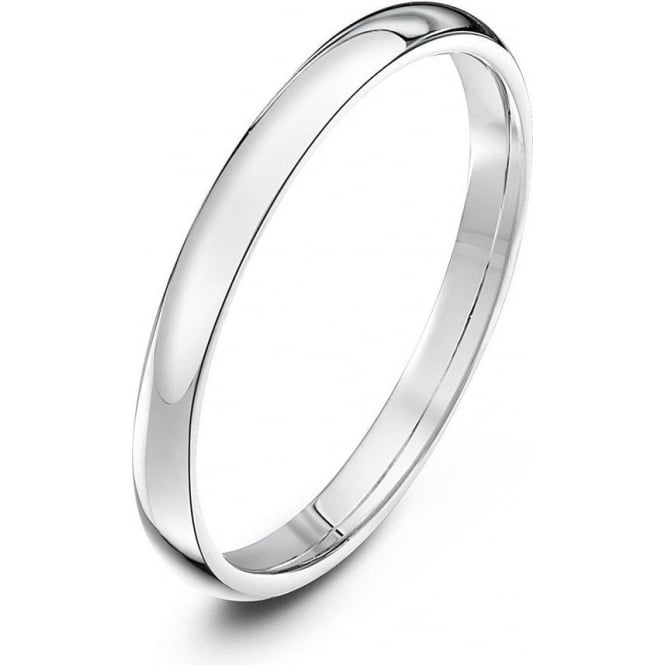 18ct White Gold Light Court Shape 2mm Wedding Ring