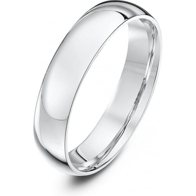 18ct White Gold Light Court Shape 4mm Wedding Ring