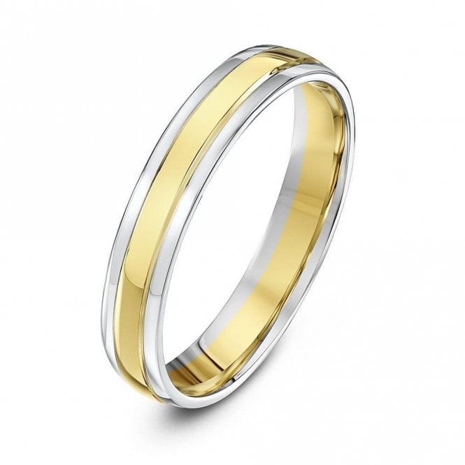 18ct White & Yellow Gold Court Shape 4mm Wedding Ring