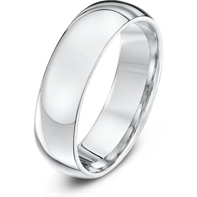 9ct White Gold Extra Heavy Court Shape 6mm Wedding Ring