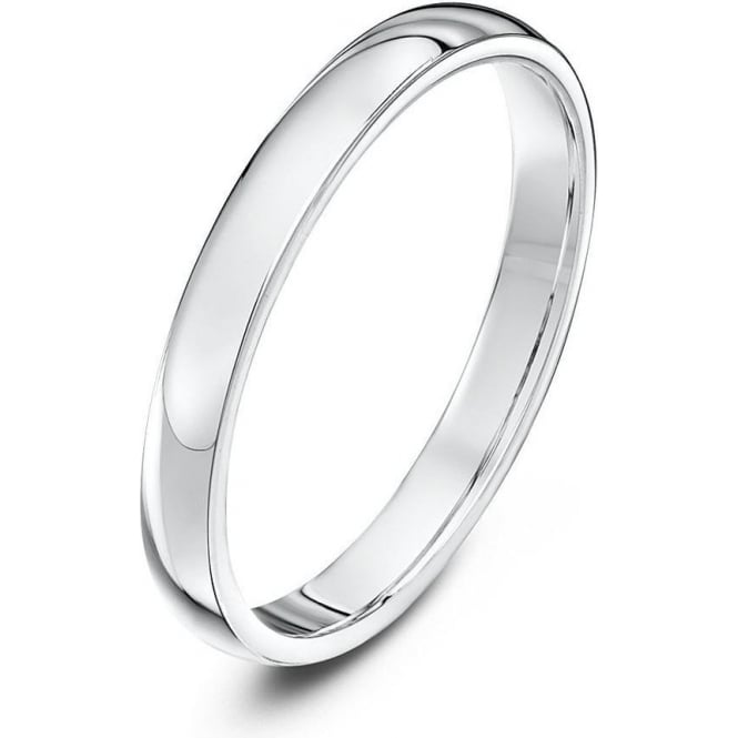 9ct White Gold Heavy Court Shape 2.5mm Wedding Ring