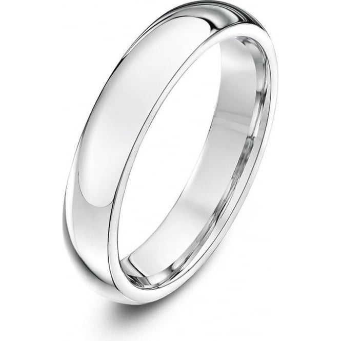 9ct White Gold Heavy Court Shape 4mm Wedding Ring