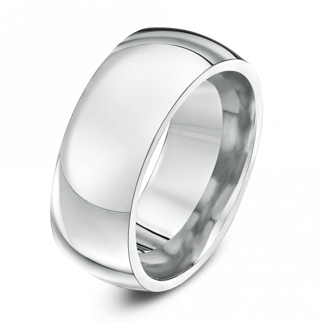 9ct White Gold Heavy Court Shape 9mm Wedding Ring