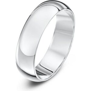 9ct White Gold Heavy D Shape 5mm Wedding Ring