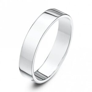 9ct White Gold Heavy Flat Court Shape 4mm Wedding Ring