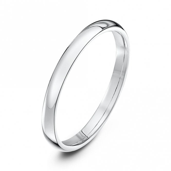 9ct White Gold Light Court Shape 2mm Wedding Ring
