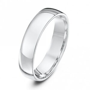9ct White Gold Light Court Shape 5mm Wedding Ring