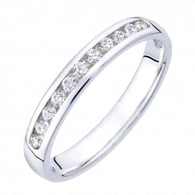 9ct White Gold Round 0.25 carat Diamond Eternity 3mm Wedding Ring