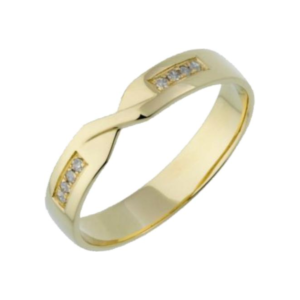 9ct Yellow Gold 0.08 carat Diamond Twisted 4mm Wedding Ring