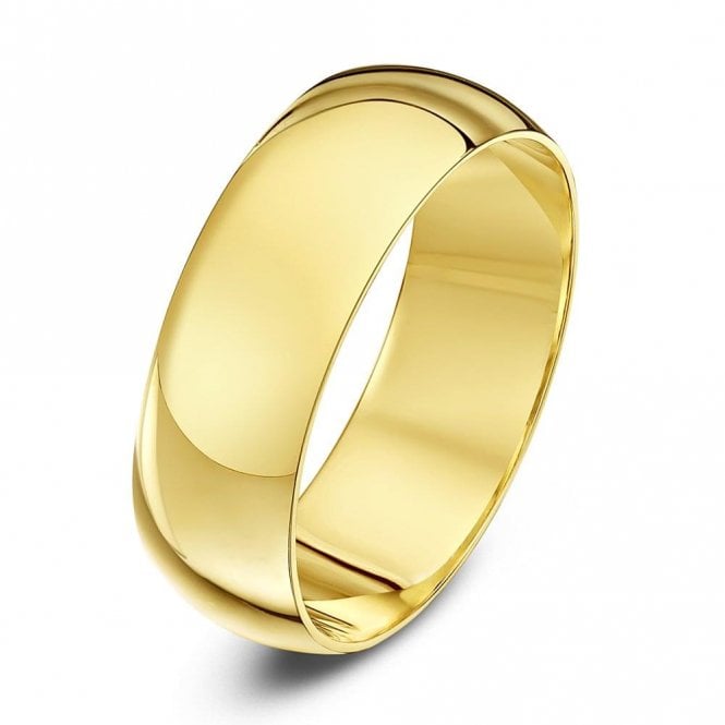 9ct Yellow Gold Extra Heavy D Shape 7mm Wedding Ring