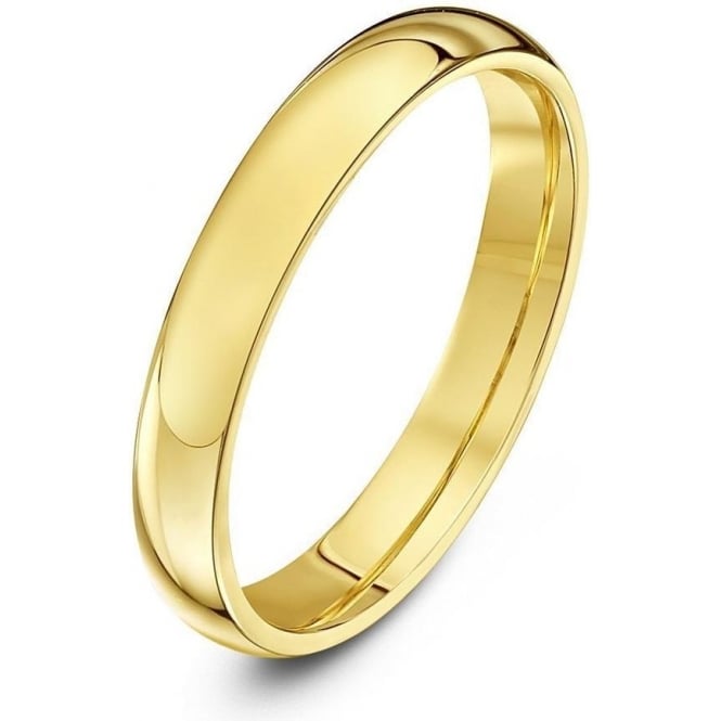 9ct Yellow Gold Heavy Court Shape 3mm Wedding Ring