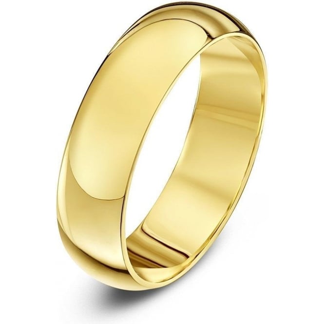 9ct Yellow Gold Heavy D Shape 5mm Wedding Ring