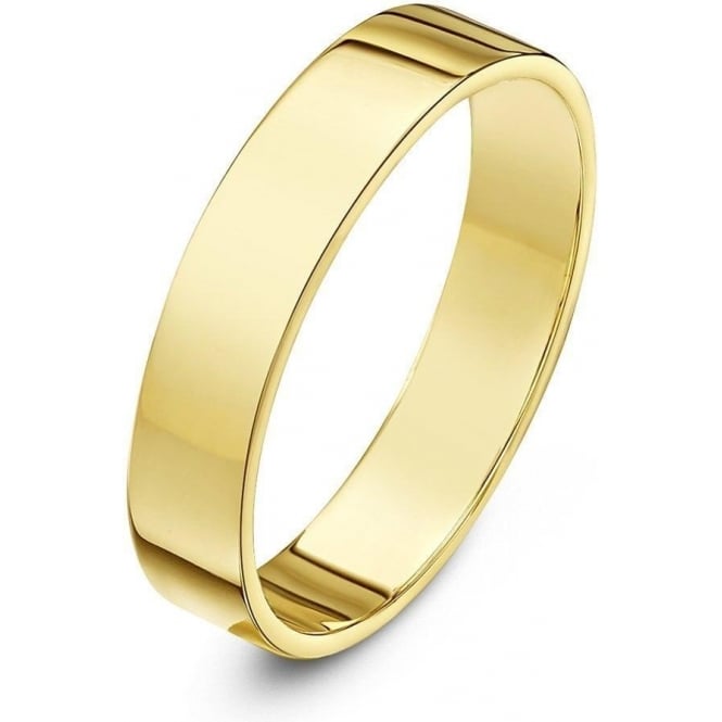 9ct Yellow Gold Heavy Flat Shape 4mm Wedding Ring