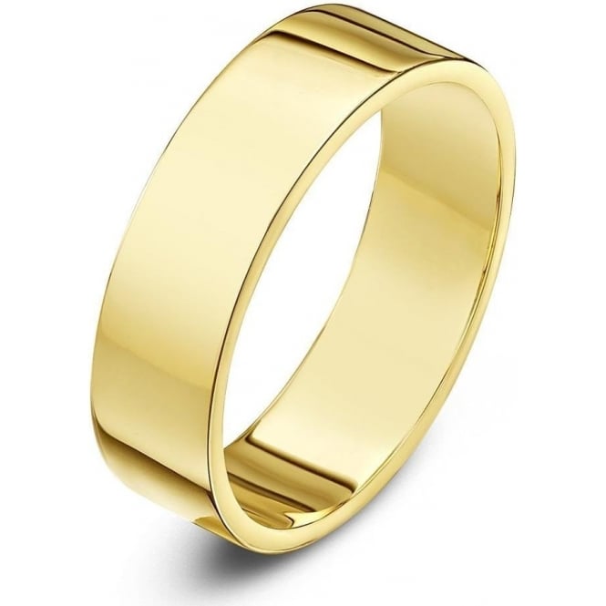 9ct Yellow Gold Heavy Flat Shape 5mm Wedding Ring