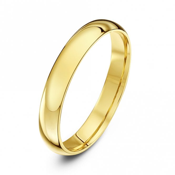 9ct Yellow Gold Light Court Shape 3mm Wedding Ring