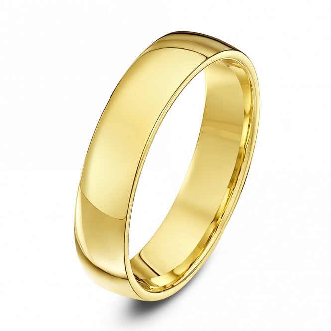 9ct Yellow Gold Light Court Shape 5mm Wedding Ring
