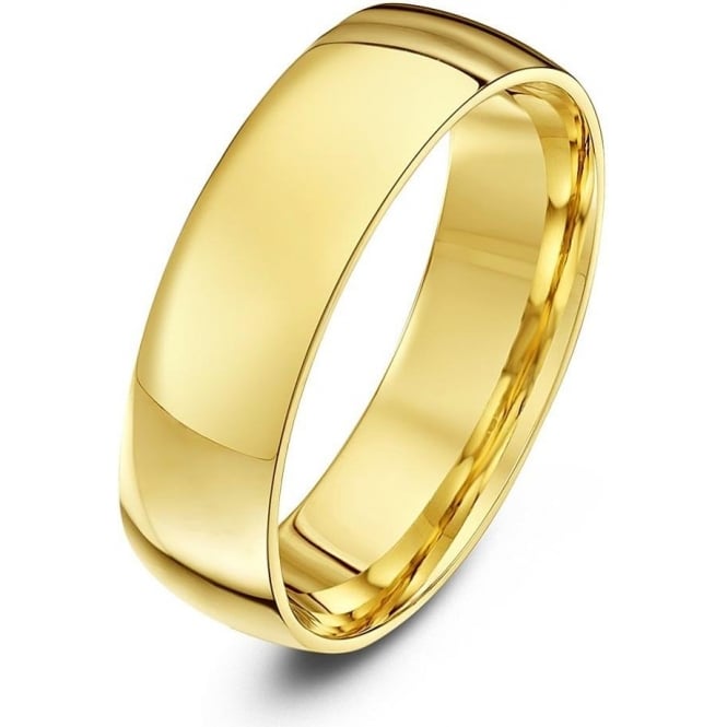 9ct Yellow Gold Light Court Shape 6mm Wedding Ring