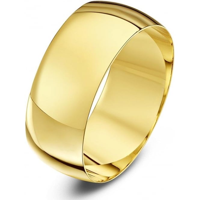 9ct Yellow Gold Light D Shape 8mm Wedding Ring