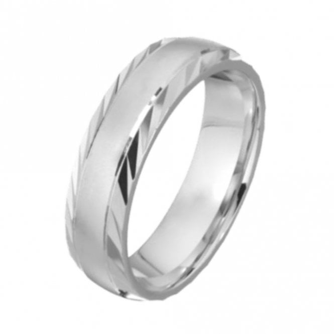 Palladium 500 Court Matt Center with Cut Edges 6mm Wedding Ring