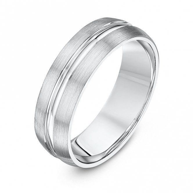 Palladium 950 Court Matt with Polished Center Groove 6mm Wedding Ring