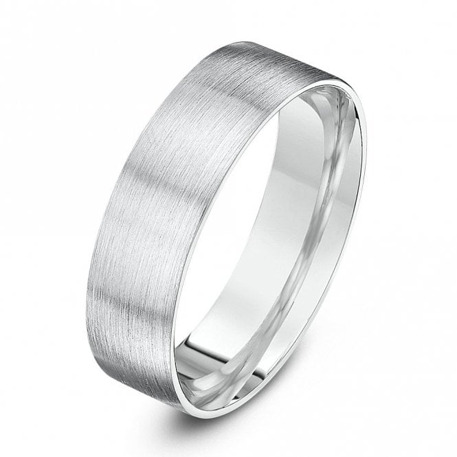 Palladium 950 Light Flat Court Matt Finish 6mm Wedding Ring