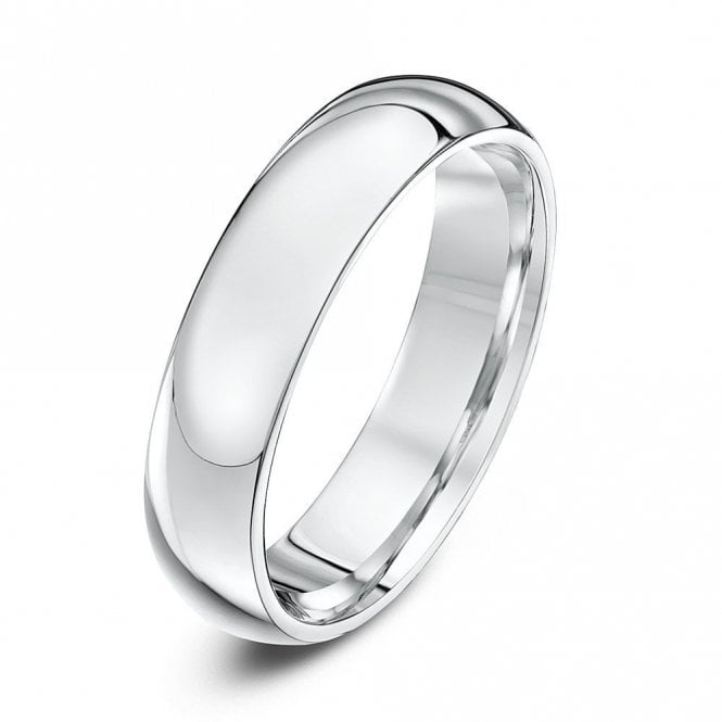 Platinum Heavy Court Shape 5mm Wedding Ring