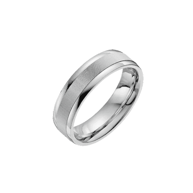 Silver Crisscross Flat Court 5mm Wedding Ring