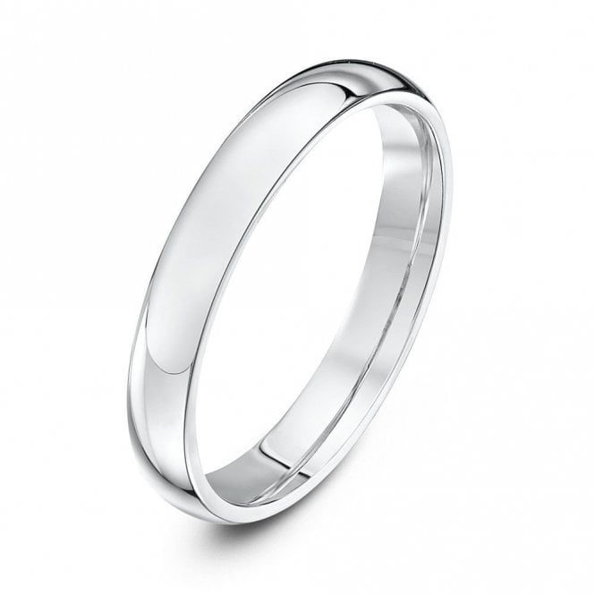 Silver Heavy Court Shape 3mm Wedding Ring
