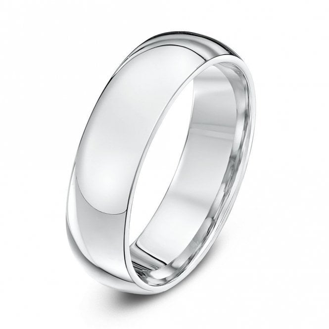 Silver Heavy Court Shape 6mm Wedding Ring