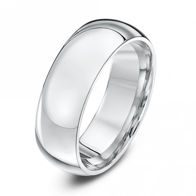 Silver Heavy Court Shape 7mm Wedding Ring