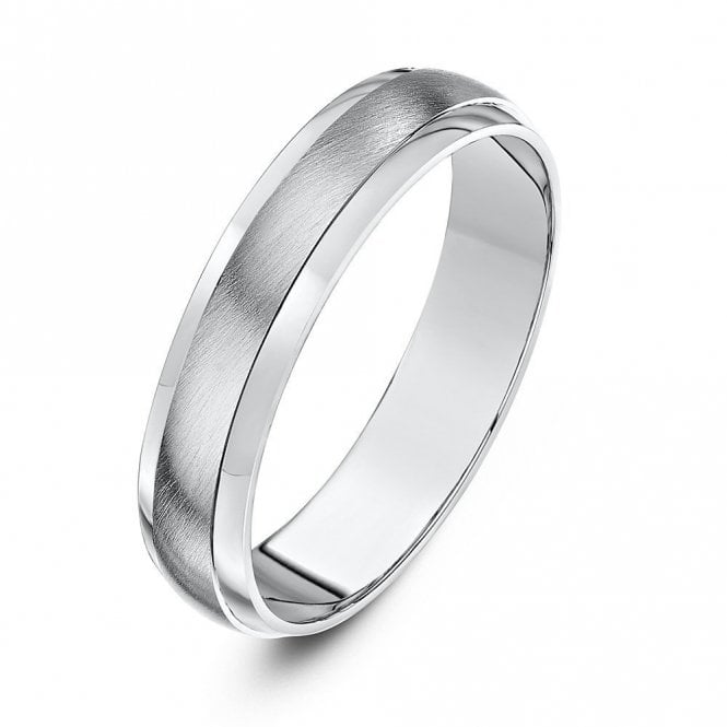 Silver Heavy D Matt Centre 5mm Wedding Ring
