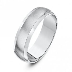 Silver Heavy D Matt Centre 6mm Wedding Ring