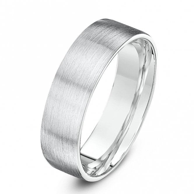 Silver Heavy Flat Court Matt Finish 5mm Wedding Ring