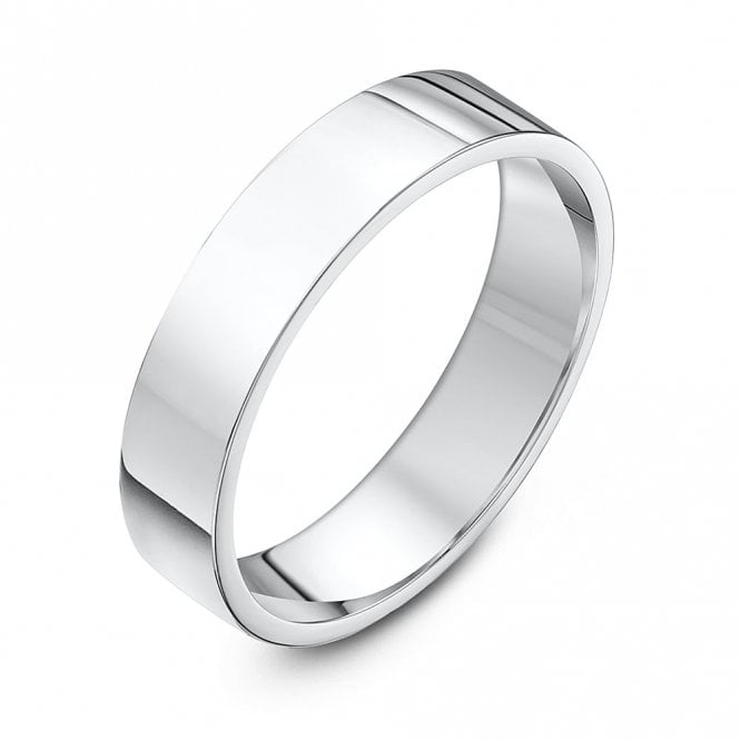 Silver Heavy Flat Court Shape 5mm Wedding Ring
