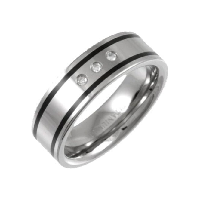 Titanium and Enamel Inlay 0.06ct Diamond 7mm Ring