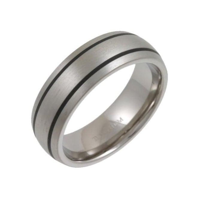 Titanium and Enamel Inlay Court Shape Matt 7mm Ring