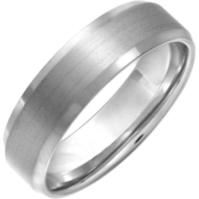 Titanium Flat Court Shape Center Matt with Bevel Edges 6mm Ring
