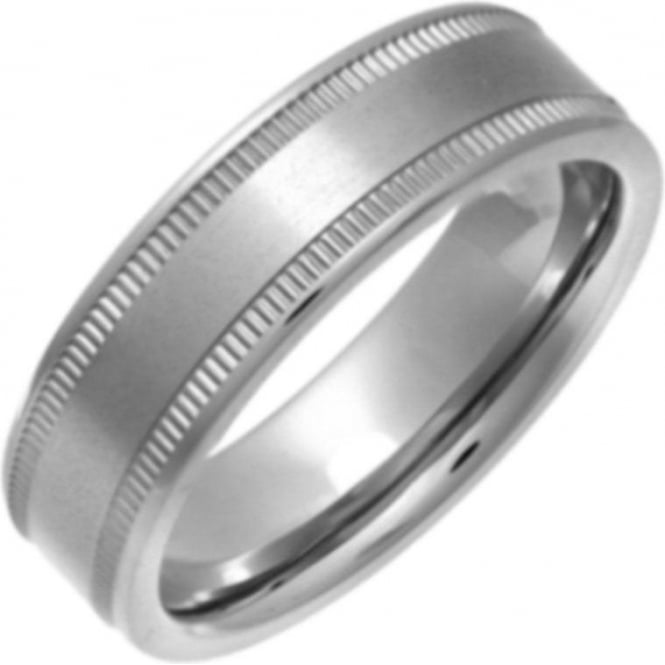 Titanium Flat Court Shape Matt with Grained Edges 6mm Ring